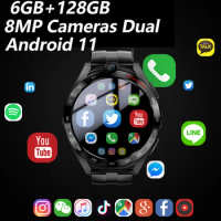 4G Smartwatch Men 6GB+128GB 1.6" 2MP+8MP GPS WIFI Dual Camera HD Call Fitness Tracker Heart Rate Monitor Smart Watch Android 11