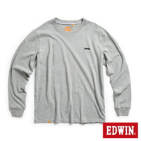 EDWIN 橘標 職人排版LOGO長袖T恤-男款 麻灰色 #503生日慶