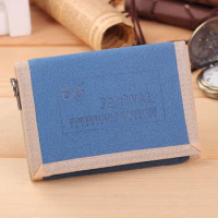 Short Purses Canvas Wallet ID Cards Holder Mens Wallets Fold Fabric Money Bags Zipper Change Coin Purse Casual Pocket Notecase