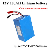 12V 100Ah Lithium Battery Pack with Bms for Solar Energy Storage Home Storage Caravan UPS Solar Power System+ 10A Charger