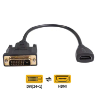 DVI-D To VGA HDMI Adapter DVI24+1 25Pin DVI-D TO HDMI Female HD Display Video Conversion Cable 30cm For HDTV HD PC Projector