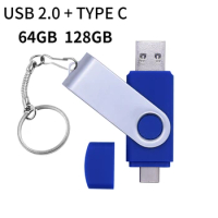 Type-c Two-in-One USB Flash Drive Black 64GB 128GB Computer Mobile Phone Dual-Use USB Flash Drive Rotating USB 2.0 Business US