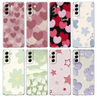 love flower Art Phone Case For Samsung Galaxy S24 S23 S22 S20 Ultra S21 FE 5G S10 S9 Plus S10E S8 Soft Silicone Clear Cover