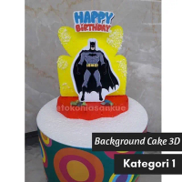 3D Kat 1 - HIASAN KUE BACKGROUND CAKE TOPPER BATMAN