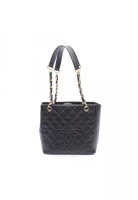 Chanel Pre-Loved Chanel matelasse PST chain shoulder bag chain tote bag Caviar skin black gold hardw