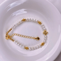 Gelang Tangan Mutiara Mica Air Tawar, Alamiah, Saiz 4-5mm