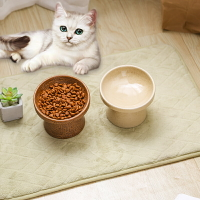 貓碗陶瓷高腳保護頸椎防打翻淺口扁臉貓食盆貓糧碗狗狗飯碗寵物碗