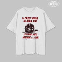 (T-shirt) BIFOTEE T-shirt La Police Baju Lelaki Oversized Crew Neck.