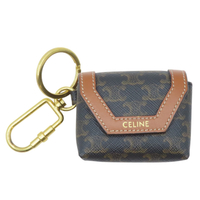 【二手名牌BRAND OFF】CELINE 思琳 棕色 PVC塗層帆布 Triomphe Airpods套