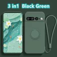 Liquid silicone case for google pixel 7a 7pro 7 cases soft silicone pixel 8 pixel 8pro cover pixel 6a 6pro 6 Ring bracket set