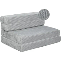 Tri Folding Sofa Mattress, 2024 Edition, Memory Foam Foldable Mattress with Ultra Soft &amp; Washable Ribbed Fur Cover