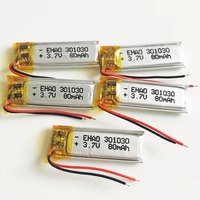 5 pcs 3.7V 80mAh 301030 lithium polymer Lipo rechargeable battery for MP3 GPS bluetooth headset video pen smart watch 3x10x30mm
