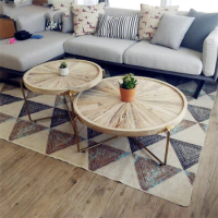 Nordic Solid Wood Coffee Tables For Living Room Furniture Side Table Retro Industrial Style Creative Round Sofa Side Tables