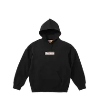 SUPREME BURBERRY BOX LOGO HOODIE BLACK