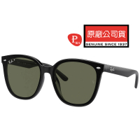 【RayBan 雷朋】亞洲版 時尚大鏡面偏光太陽眼鏡 RB4423D 601/9A 黑框抗UV墨綠偏光鏡片 公司貨