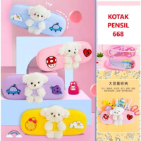 kotak pensil/pencil case silicone with bear doll 668