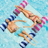1pc Inflatable Water Hammock Lounge Chair for Pool and Beach Striped Foldable Swimming Mattress Pool Party Toy Beach Relaxation