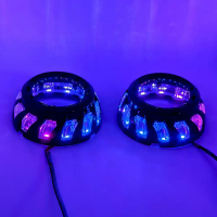 Cross-Border Car Headlight Modification 3inch LED Spiral Angel Eye Integrated Cover Colorful APP Len