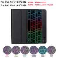 For iPad Air 5 2022 10.9" Case Keyboard Mouse Rainbow Backlight Korean Spanish Arabic Magic Keyboard Funda for iPad Air 4 2020