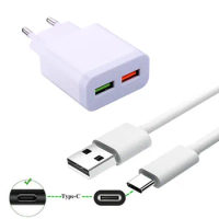 Type C Charge Cable Wall USB Charger For Samsung Xcover 4s Note 10 Plus S8 A8 A70 9X Honor 20 pro Xiaomi A3 Mi 9T Redmi Note 7