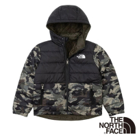 【The North Face】童 迷彩防潑水雙面穿保暖連帽鋪棉外套/機能性運動衫(7WOX-94V 迷彩)