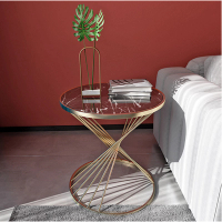 大理石茶几圓形角幾床頭櫃 (金架+黑色大理石 50*50*60cm)