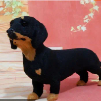 about 23x12cm simulation black Dachshund dog polyethylene&amp;furs Dachshund model prop,home decoration Xmas gift w1509