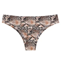 Hot Sexy Women Thongs Panties Leopard Print G-String T-Pants Breathable Ice Silk Knickers Nude Feeling Seamless Thongs Female