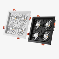 Dimmable Super Bright 4 Heads Recessed sSquare LED Downlights COB 40W LED Spot Lights LED Decoration Ceiling Lamp AC 110V 220V
