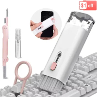 7-in-1 Computer Keyboard Cleaner Brush Cleaning Kit Earphone Cleaning Pen Brush for IPad Phone Keycap Puller Cleaning Tools