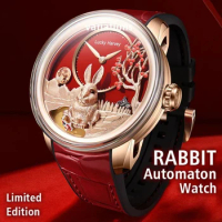 Lucky Harvey Limited edition Automatic mechanical movement watches for men Synthetic sapphire Rabbit dial waterproof wrist watch