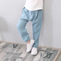 2-7 Yrs Linen Pleated Baby Boys Girls Summer Cotton Harem Baggy Pants Kids Clothes Children Sweatpants Trousers Breathable
