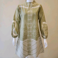 Tunik Marsha Sage / Batik Full Trikot / Dress batik Wanita / Blouse Wanita / Atasan Batik / Batik So