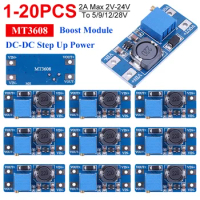 1-20PCS MT3608 Boost Module DC-DC Step Up Converter Booster Power Supply Module Board 2A Max 2V-24V To 5/9/12/28V for Arduino
