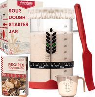 Sourdough Starter Kit - 38oz with Cookbook Measuring Cup Spatula Wide Mouth Jar Cover Date Marked F