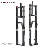 Catazer Double Shoulder MTB Fork Rebound Adjustment 27.5 29er Air Fork MTB Moutain Bike Travle 150mm Magnesium Alloy