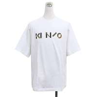 【KENZO】KENZO拼色設計LOGO棉質圓領短袖T恤(男款/白)