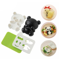 LMETJMA 4 in 1 Baby Panda Sushi Mold DIY Panda Rice Mold Plastic Sandwich Cutter Cake Bread Toast Mold Maker KC0819-1