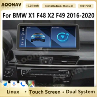 10.25 Inch Car Radio For BMW X1 F48 X2 F49 2016-2020 Dual System GPS Navigation Linux Android Auto Wireless Carplay Head Unit