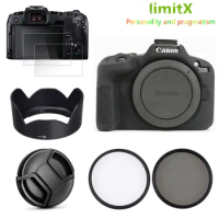 Bundle Kit Camera Silicone Case Skin Cover Screen Protector UV CPL Filter Lens Hood Cap For Canon EOS R10 R50 RF-S 18-45mm Lens