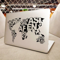 Words World Map Laptop Sticker for Macbook Decal Pro 14 16 Air Retina 12 13 15 Inch Mac Skin Vinyl Redmibook Acer Notebook Decor