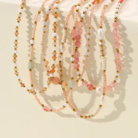 Boho Handmade Seed Beads Natural Crystal Stone Adjustable Necklace Jewelry Tiny Miyuki Seed Beads Choker Necklaces