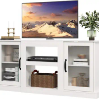 Retro TV Stand for 65 inch TV, TV Console Cabinet with Storage, Open Shelves Entertainment Center for Living Room and Bedroom