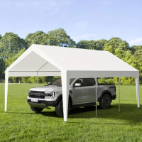 10'x20' Heavy Duty Carport Car Canopy, Portable Garage Shelter with 8 Legs, Garage Tent for Car, Truck, SUV, Boat, UV-Resistant