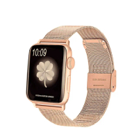 【百寶屋】Apple Watch 42mm不鏽鋼編織卡扣式錶帶