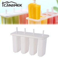 1PC 4 Cell Ice Cream Popsicle Mold with Handle Ice Cream Mold Summer Children's Ice Cream Maker Ice Cube Tray Mold
