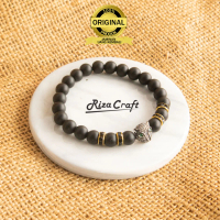 Gelang Batu Hitam Black Onyx ASLI Alam Akik Kalimantan Pria Wanita