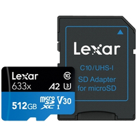 Lexar 雷克沙 LEXAR microSDHC 633X 記憶卡 128GB (包括SD Adapter) (最高讀取100MB/s)  512GB