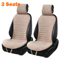 2 Seats Car Seat Cover Protector Universal Linen Flax Vehicle Seat Cushion Backrest Pad Automotive Interior Auto Truck Suv Van