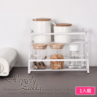 【Homely Zakka】日式簡約鐵藝多功能雙層調味料架/檯面收納架(瓶罐收納 調味罐收納 置物架)